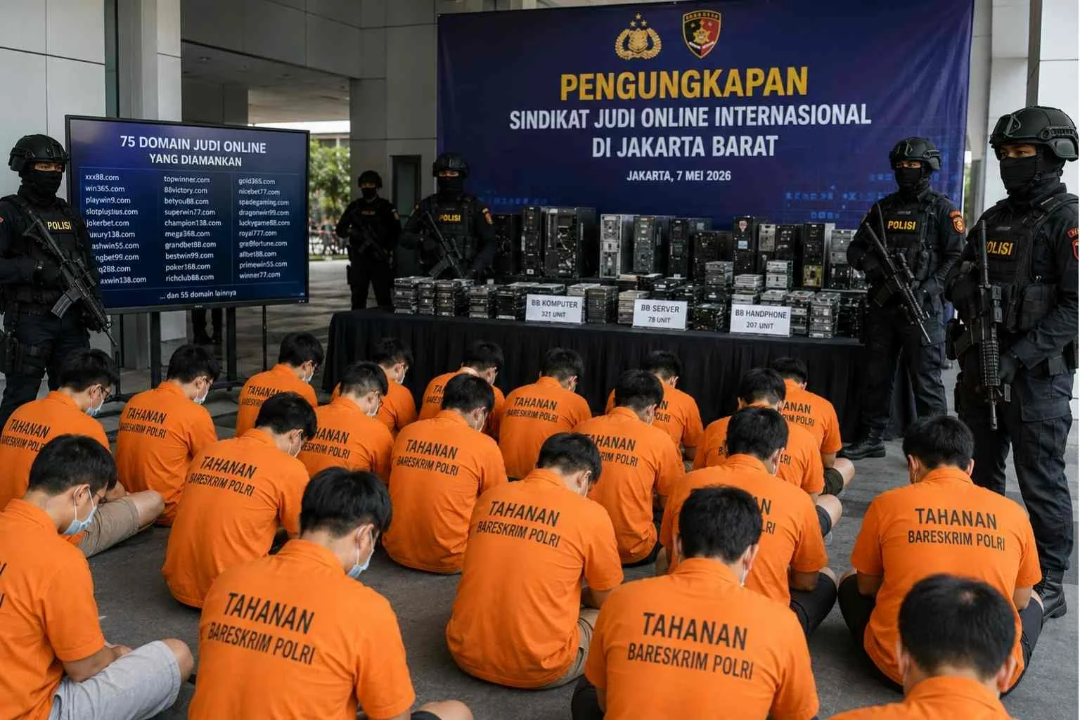 Terungkap! Markas Judi Online Internasional di Jakarta Barat Digerebek Polisi